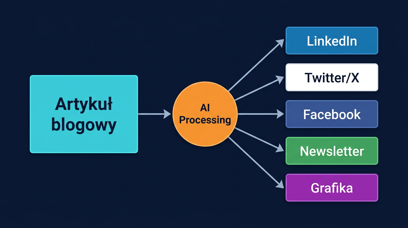 5 trendów AI automation 2026 - automatyczny pipeline produkcji treści z jednego artykułu na wiele kanałów